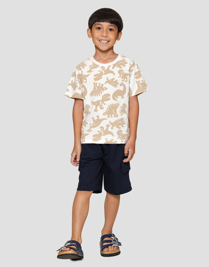 Little M F Print Dino Kaos Anak Laki-laki