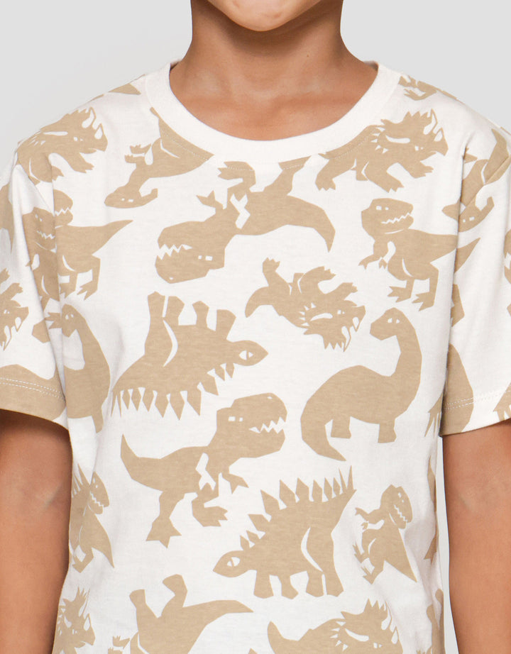 Little M F Print Dino Kaos Anak Laki-laki