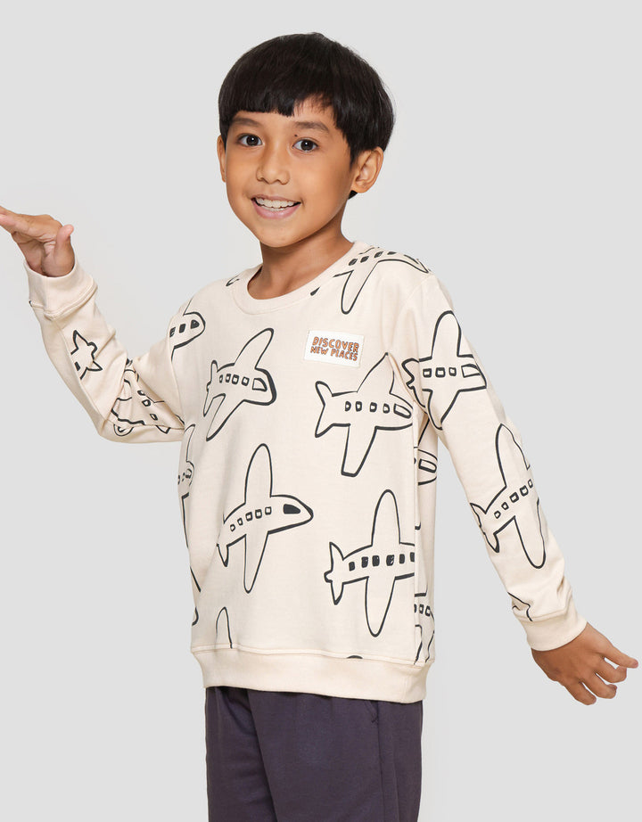 Little M Print Pesawat Sweater Anak Laki-laki