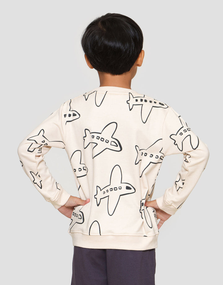 Little M Print Pesawat Sweater Anak Laki-laki