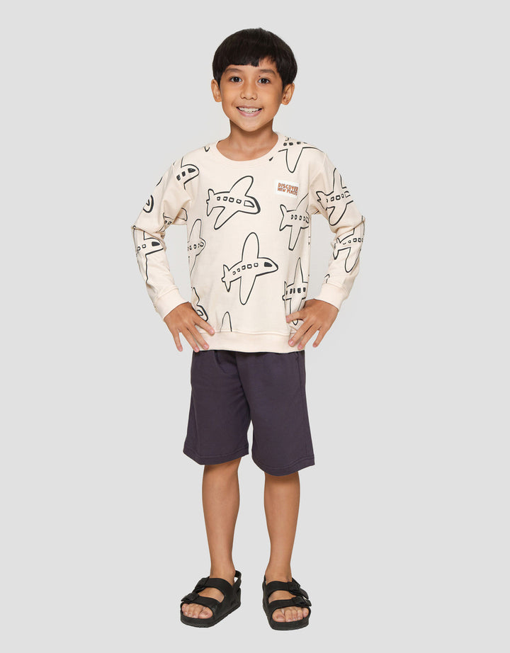Little M Print Pesawat Sweater Anak Laki-laki