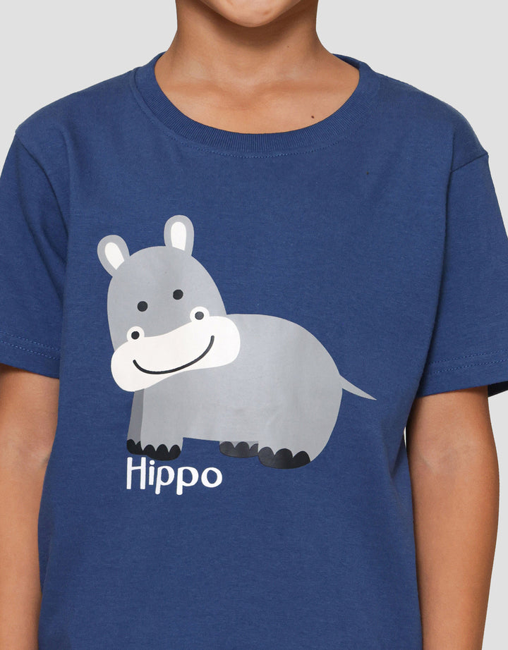 Little M Hippo Kaos Anak Laki-laki