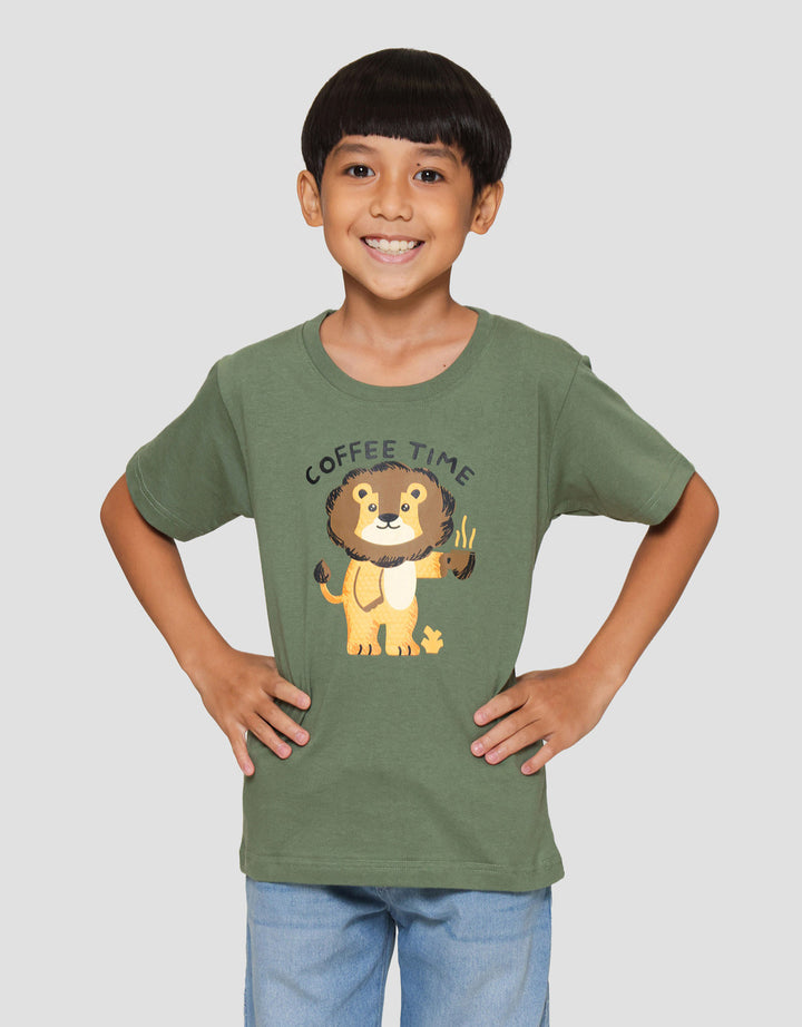 Little M Coffee Time Lion Kaos Anak Laki-laki