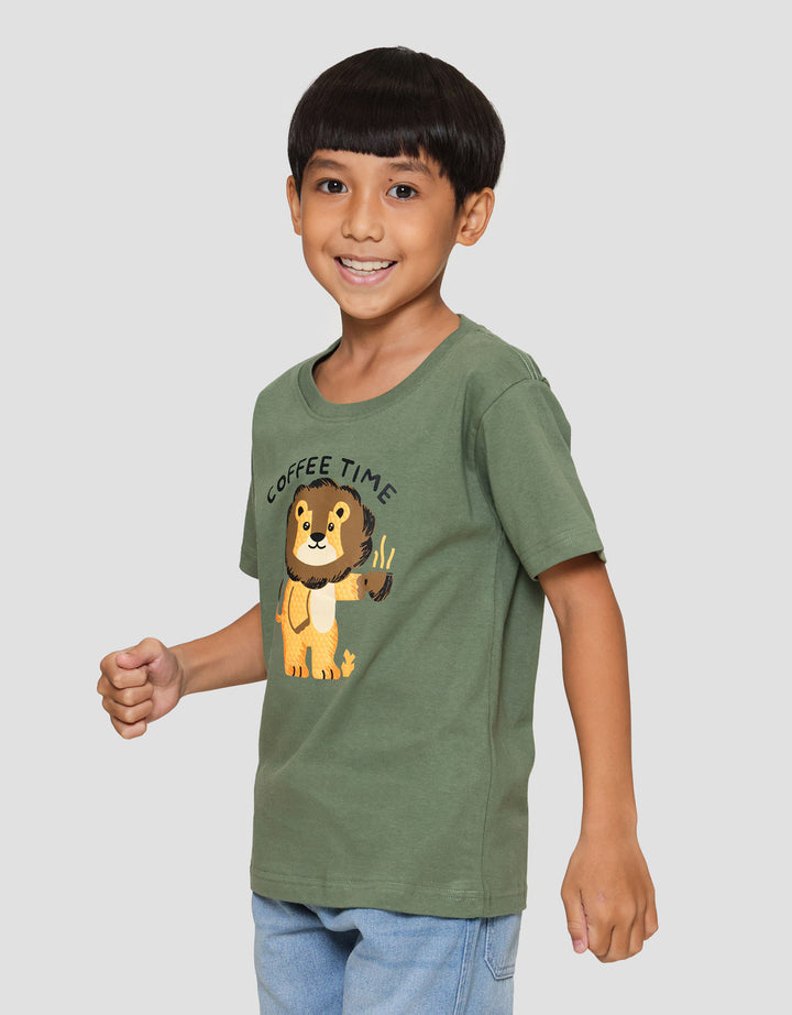 Little M Coffee Time Lion Kaos Anak Laki-laki
