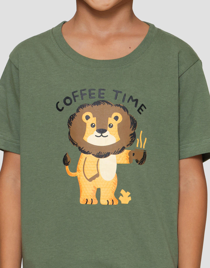 Little M Coffee Time Lion Kaos Anak Laki-laki
