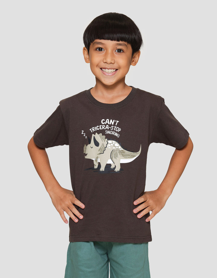 Little M Snoring Triceratop Kaos Anak Laki-laki