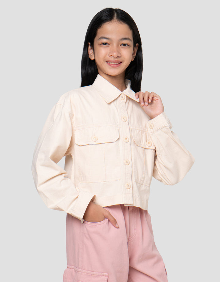 Nevada Woven Tekstur Kargo Jaket Anak Perempuan