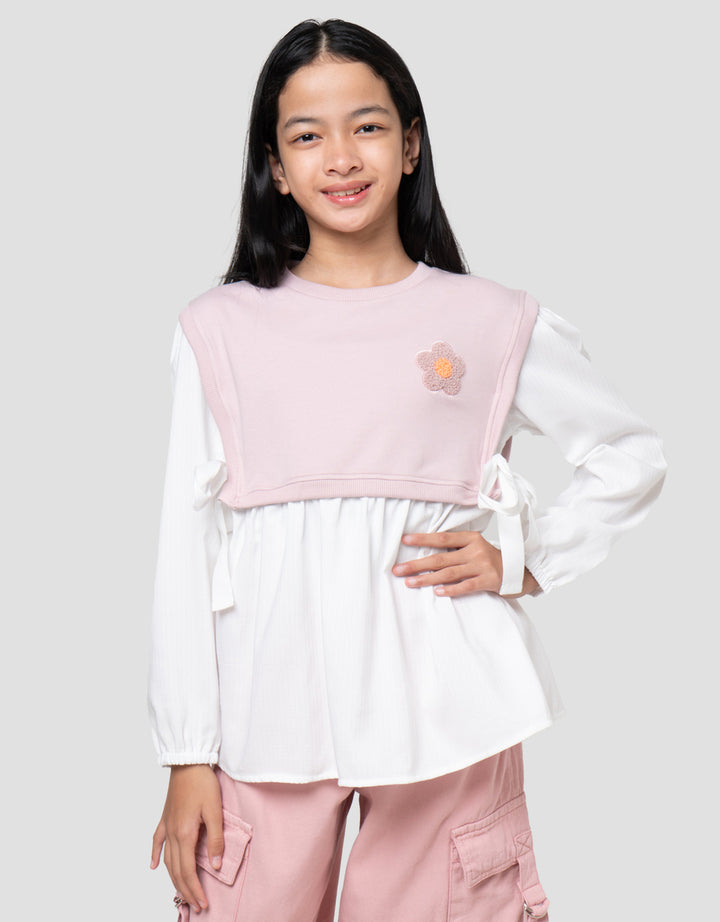 Nevada Knit Bordir Chenile Bear Bae Kemeja Anak Perempuan