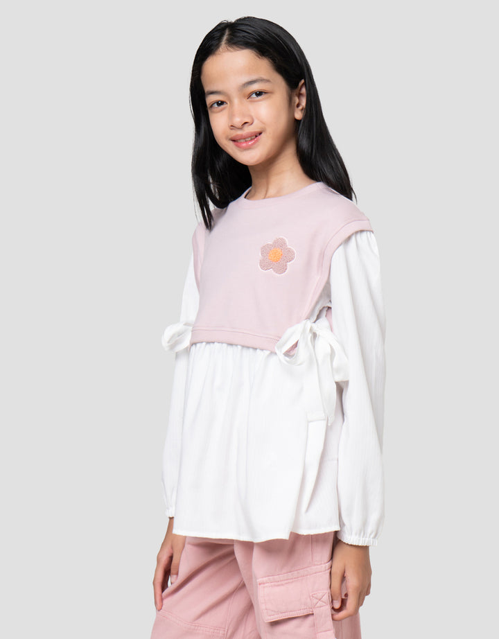 Nevada Knit Bordir Chenile Bear Bae Kemeja Anak Perempuan