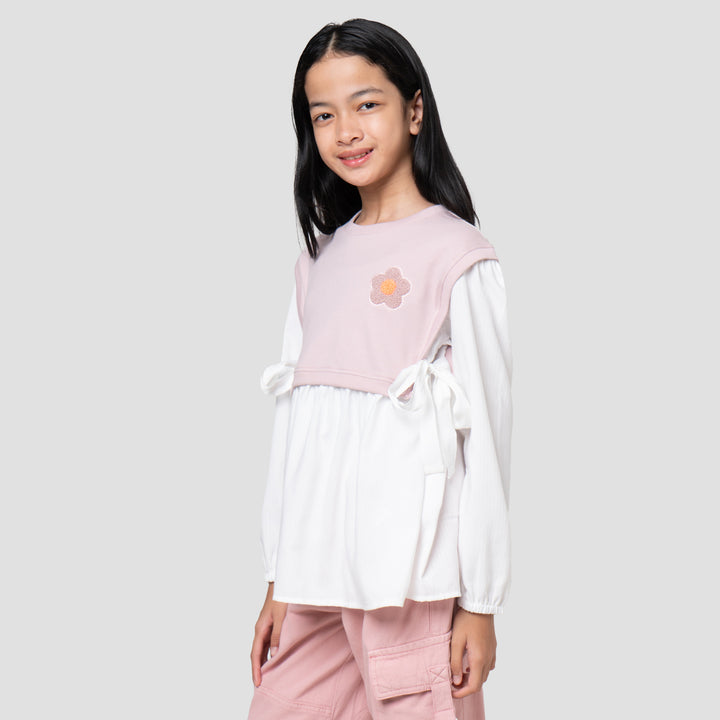 Nevada Knit Bordir Chenile Bear Bae Kemeja Anak Perempuan