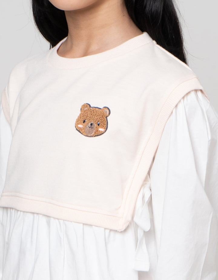 Nevada Knit Bordir Chenile Flower Kemeja Anak Perempuan