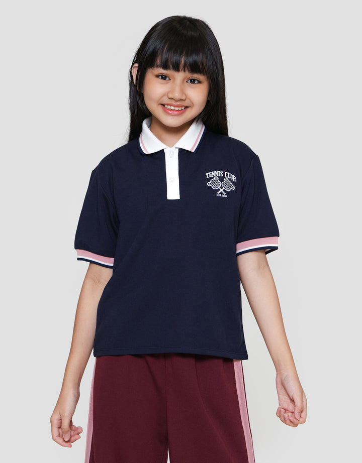 Nevada Front Button Tennis Club Polo Kaos Polo Anak Perempuan