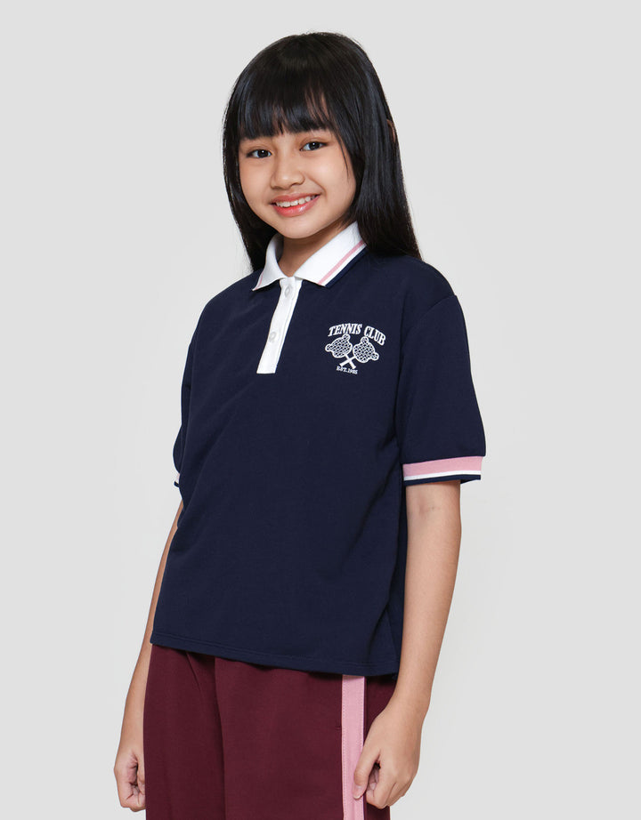 Nevada Front Button Tennis Club Polo Kaos Polo Anak Perempuan