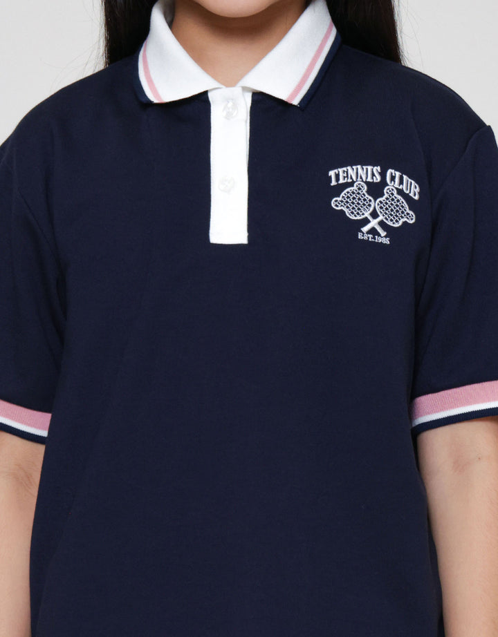 Nevada Front Button Tennis Club Polo Kaos Polo Anak Perempuan