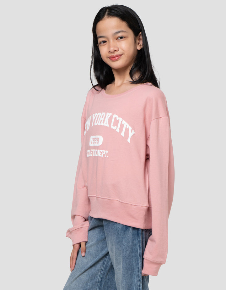 Nevada Basic Sablon City NYC Sweater Anak Perempuan