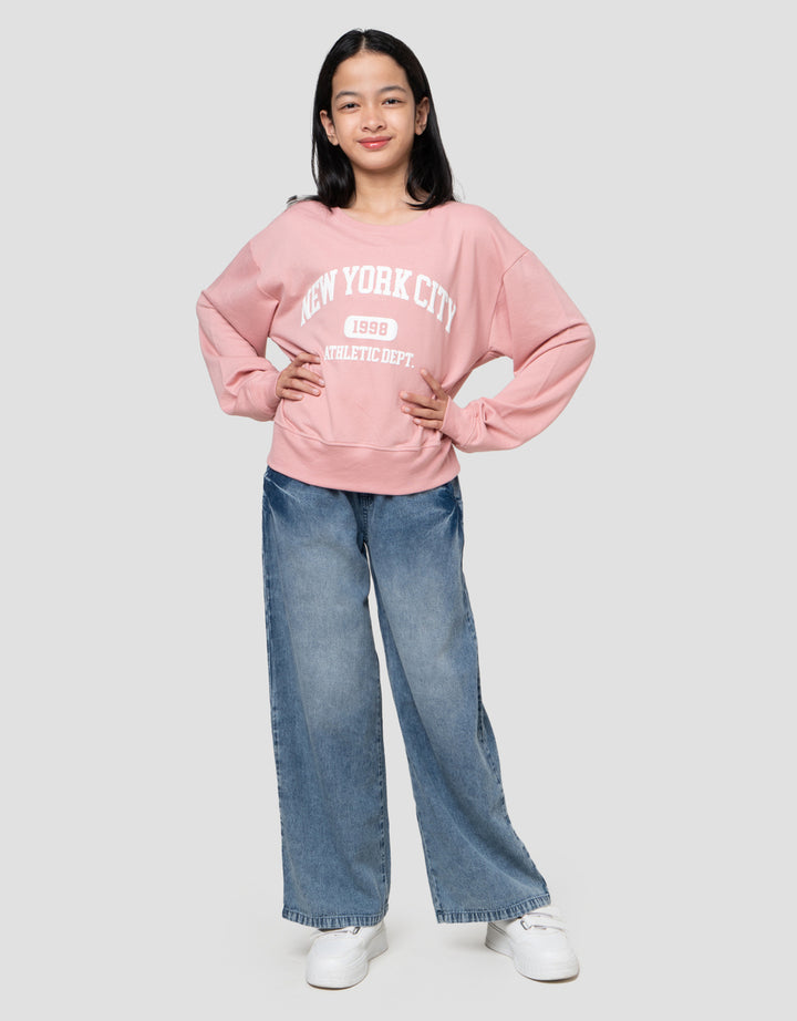 Nevada Basic Sablon City NYC Sweater Anak Perempuan