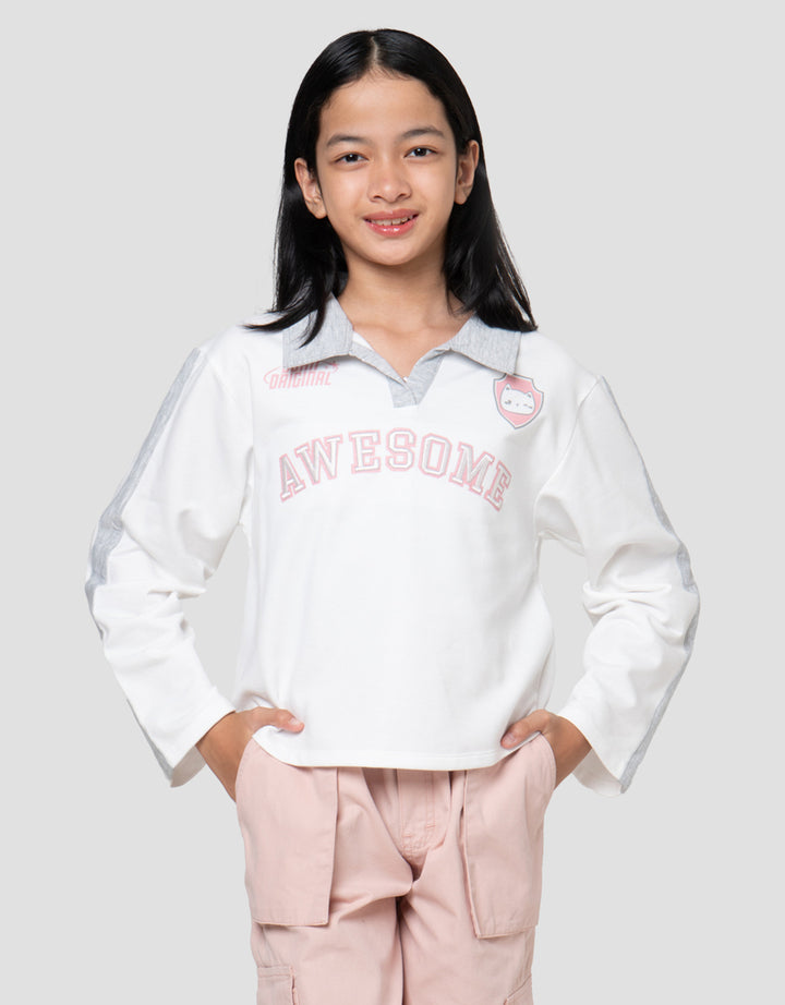 Nevada Kerah Cut N Sew Sablon Kaos Anak Perempuan