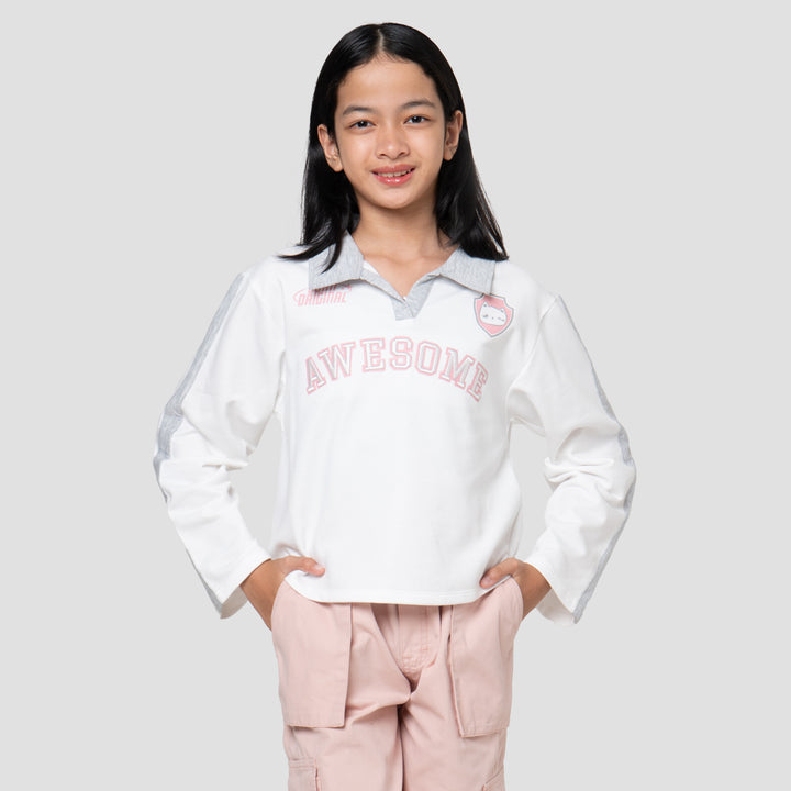 Nevada Kerah Cut N Sew Sablon Kaos Anak Perempuan