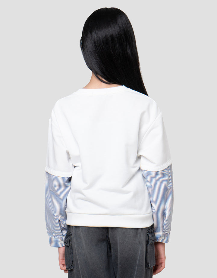 Nevada Kombinasi Woven Stripe Sweater Anak Perempuan