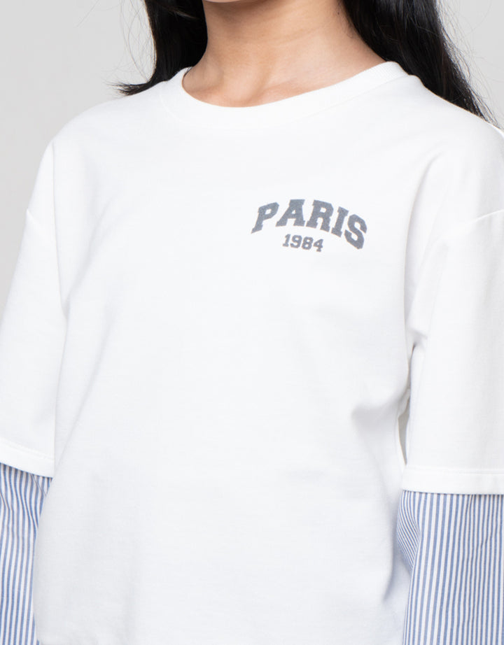 Nevada Kombinasi Woven Stripe Sweater Anak Perempuan