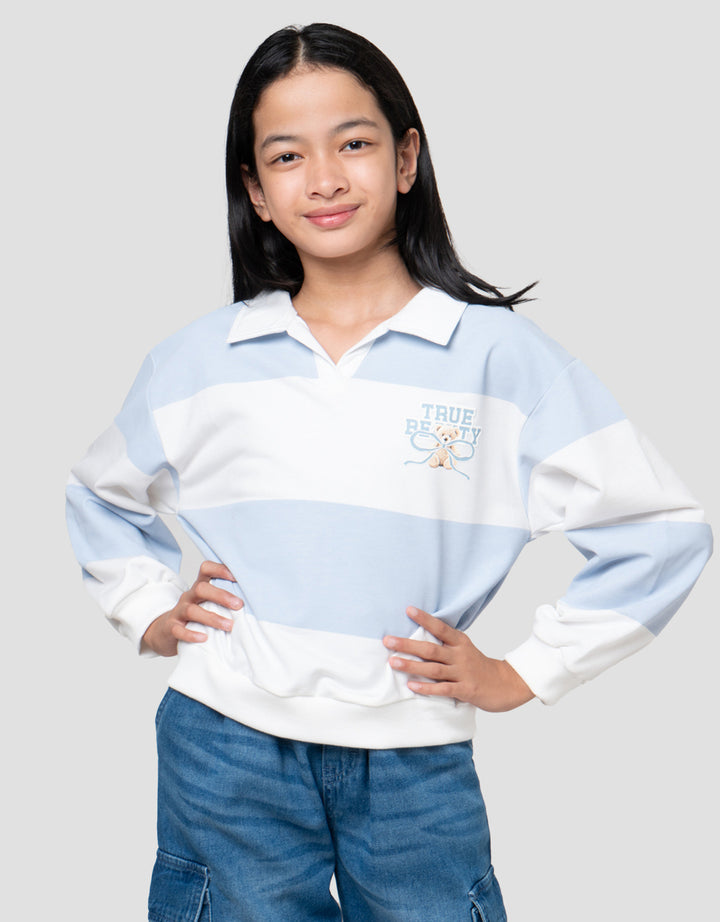 Nevada Big Stripe Bear Sweater Anak Perempuan