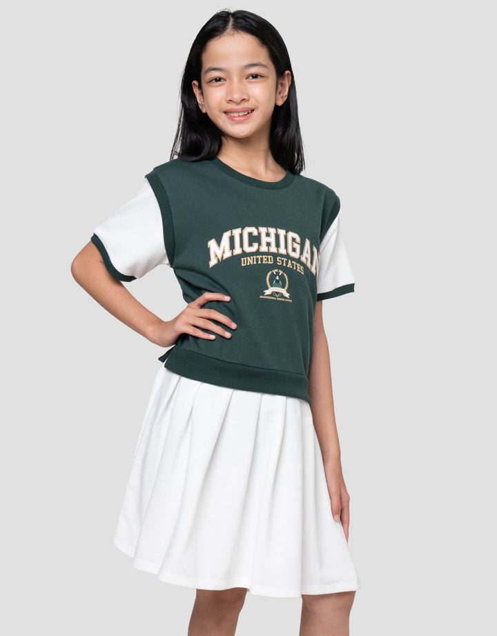 Nevada Fake 2 Pcs Mihigan Dress Anak Perempuan