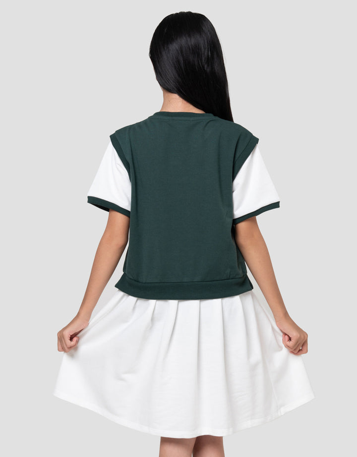 Nevada Fake 2 Pcs Mihigan Dress Anak Perempuan