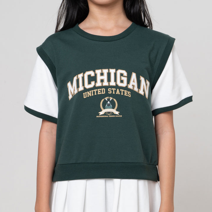 Nevada Fake 2 Pcs Mihigan Dress Anak Perempuan