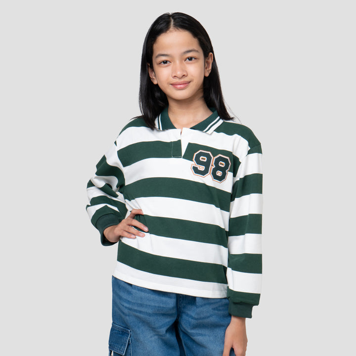 Nevada Stripe Bordir Sweater Anak Perempuan