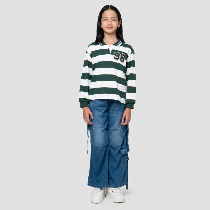 Nevada Stripe Bordir Sweater Anak Perempuan