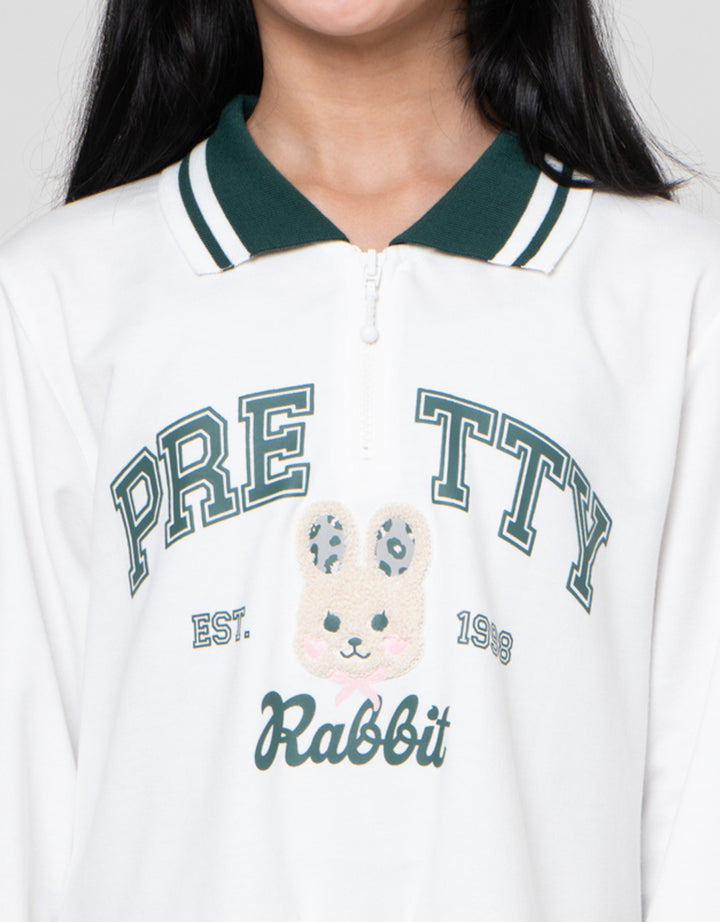 Nevada Kerah Zipper Aplikasi Rabbit Dress Anak Perempuan