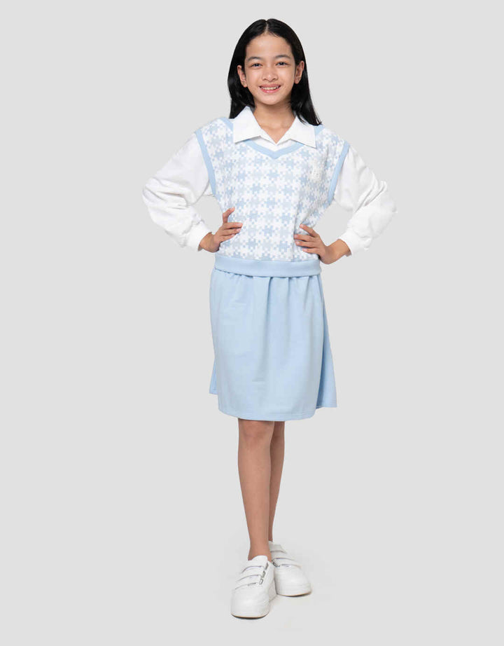 Nevada Vest Pixel Midi Dress Anak Perempuan