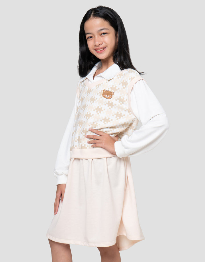 Nevada Vest Pixel Midi Dress Anak Perempuan