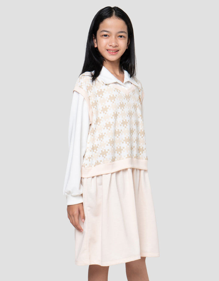Nevada Vest Pixel Midi Dress Anak Perempuan