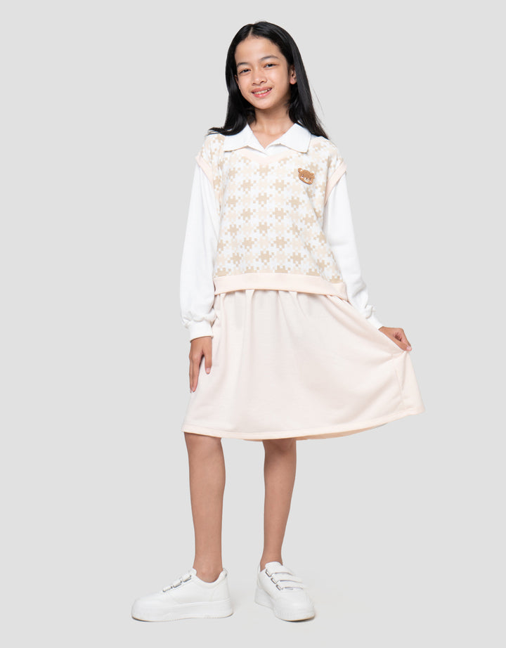 Nevada Vest Pixel Midi Dress Anak Perempuan