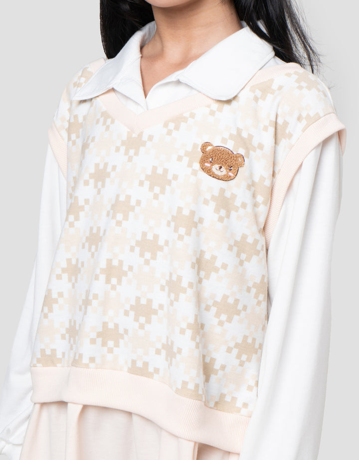 Nevada Vest Pixel Midi Dress Anak Perempuan