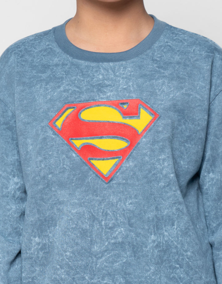 Character Superman Logo Sweater Anak Laki-laki