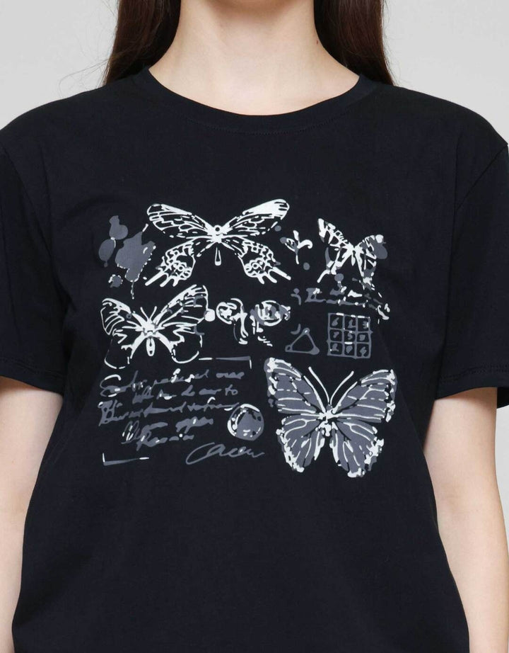 Nevada Comb Butterfly Kaos Lengan Pendek Wanita