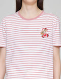 Nevada Print Stripe Yd Bear Kaos Lengan Pendek Wanita