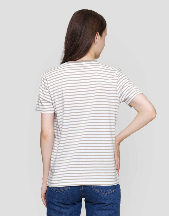 Nevada Print Stripe Yd Bear Kaos Lengan Pendek Wanita