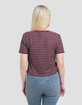 Nevada Textured Checked Bear Kaos Wanita