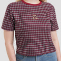Nevada Textured Checked Bear Kaos Wanita