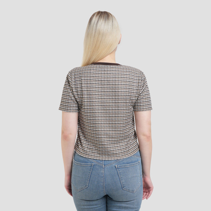 Nevada Textured Checked Bear Kaos Wanita