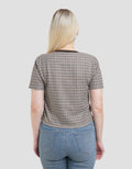 Nevada Textured Checked Bear Kaos Wanita