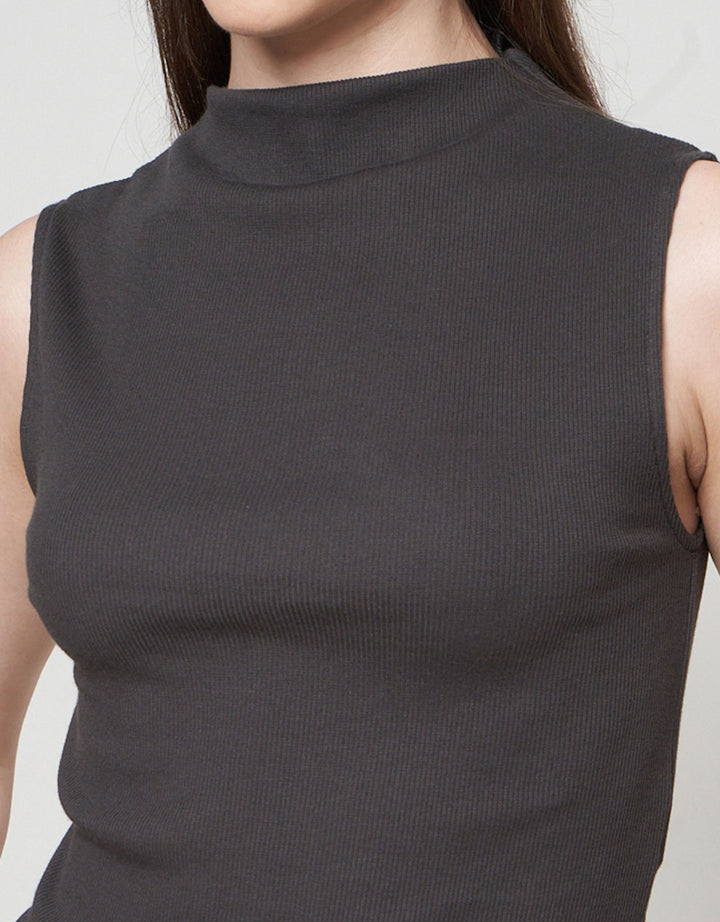 Nevada Solid Rib High Neck Kaos Tanktop Wanita