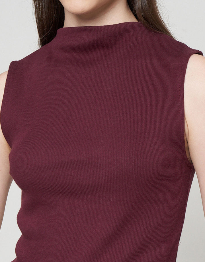 Nevada Solid Rib High Neck Kaos Tanktop Wanita