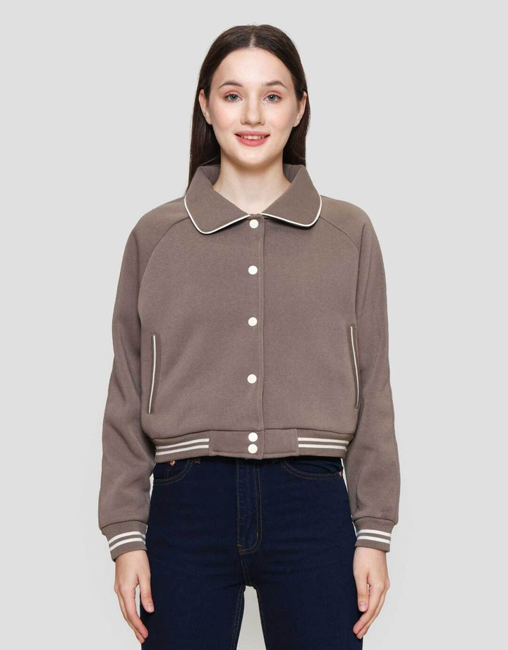 Nevada Boxy Fleece W/ Piping Jaket Wanita