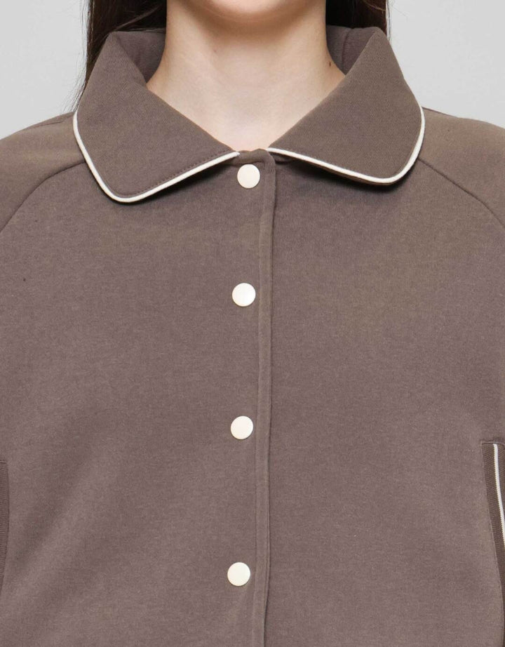 Nevada Boxy Fleece W/ Piping Jaket Wanita