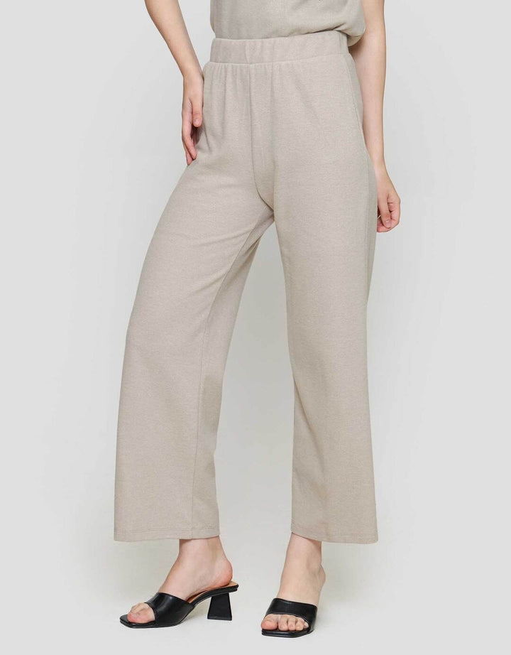 Nevada Sueding Knit Wide Leg Celana Panjang Wanita