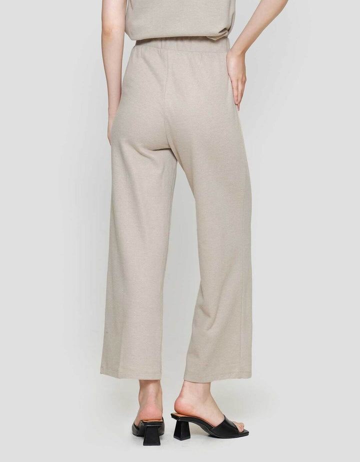 Nevada Sueding Knit Wide Leg Celana Panjang Wanita